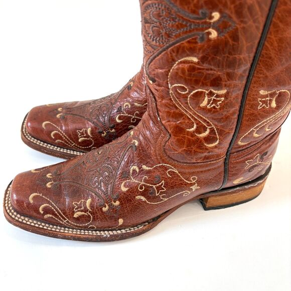 Circle G Womens Boots 7 M Tan Brown Embroidered Cowboy Western Rodeo Festival - Picture 9 of 12
